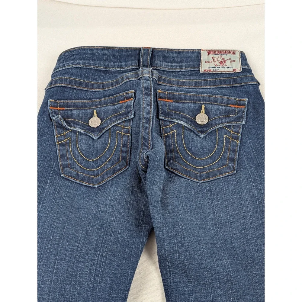 True Religion Billy Men Dark Wash Straight Leg Flap Pocket Jeans Size 25 USA